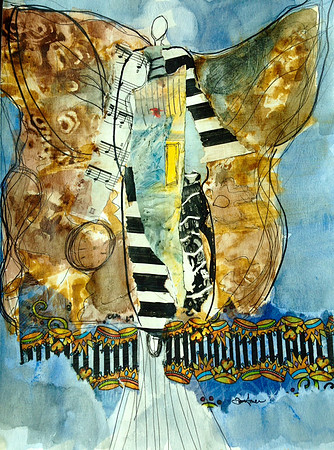"Earth Angel" #31 9x12 watercolor and collage on paper