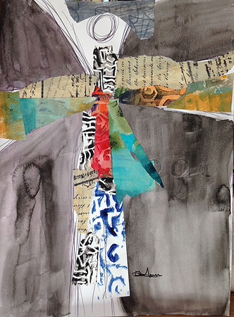 "Earth Angel" #29  9x12 watercolor and collage on paper