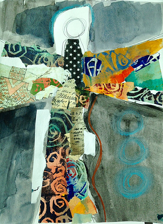 "Earth Angel" # 30  9x12 watercolor and collage on paper