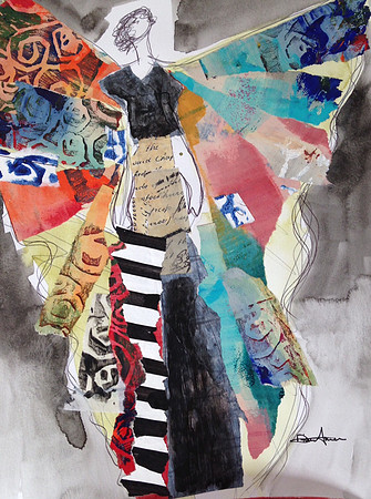 "Earth Angel" #28  9x12 watercolor and collage on paper