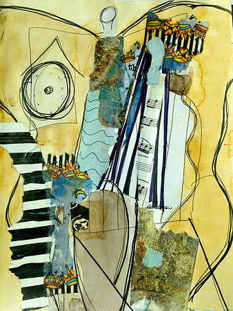 "Goddess Gathering" 9x12 watercolor and mixed media on paper (private collection)