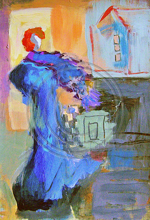 "Flourish of Blue" 6x8 acrylic on paper