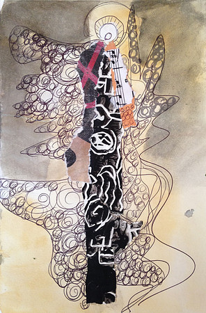 "Earth Angel #17" 6x9 watercolor and mixed media on paper