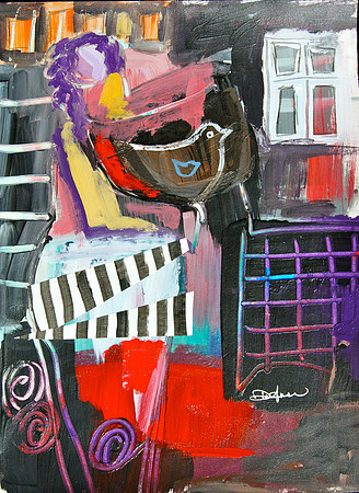 "Night Reverie" 9x12 mixed media on paper