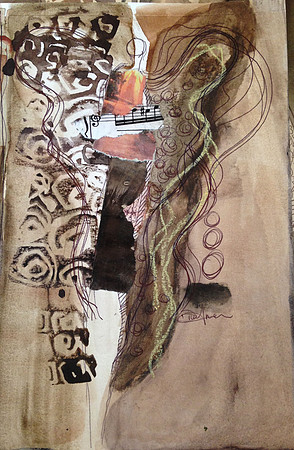 "Earth Angel #20"  6x9 watercolor and mixed media on paper