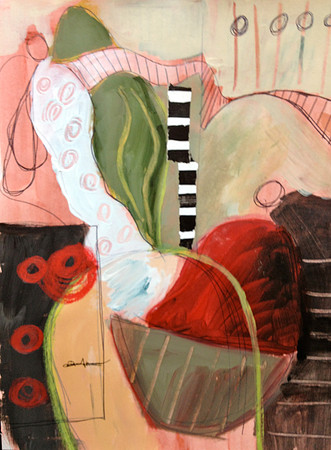 "Angel Blooms #2" 9x12 acrylic and mixed media on paper