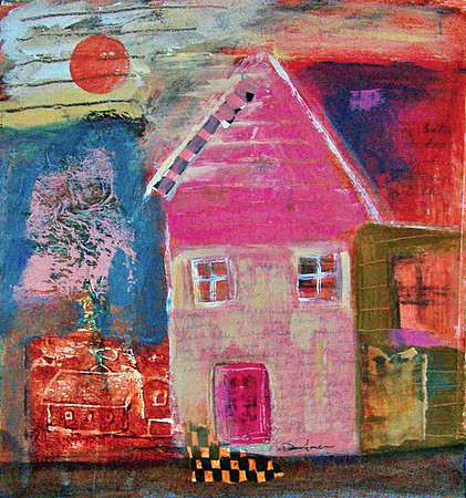 "Aunt Leona's House" 10x11 acrylic on paper