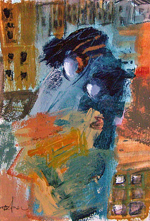 "Bundled up" 5x7 acrylic on paper