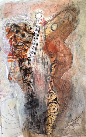 "Earth Angel #23" 6x9 watercolor and mixed media on paper