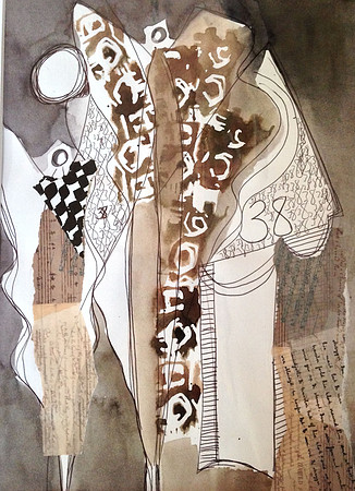 "Earth Angels #38" 9x12 watercolor and mixed media on paper