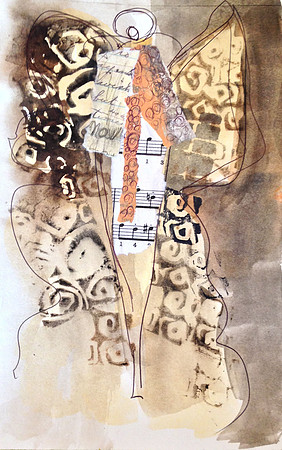 "Earth Angel #19" 6x9 watercolor and mixed media on paper
