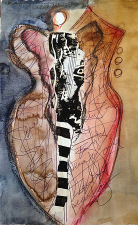 "Earth Angel #25" 6x9 watercolor and mixed media on paper