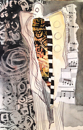 "Earth Angel #18" 6x9 watercolor and mixed media on paper