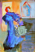 "Flourish of Blue" 6x8 acrylic on paper