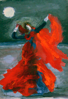 "Dancing with the Moon" 8x11 acrylic on paper (sold)